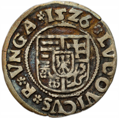Węgry. Ludwik II Jagiellończyk (1516–1526). Denar 1526 K-A, Kremnica