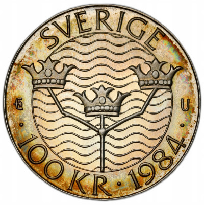 Szwecja. 100 koron 1984, Konferencja Sztokholmska – SREBRO