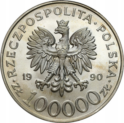 100.000 złotych 1990 Solidarność typ A – SREBRO