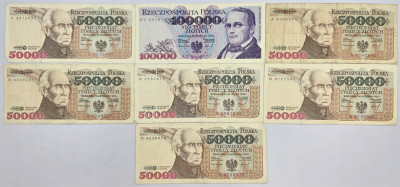 PRL. 50.000 - 100.000 złotych 1993 – RZADKIE SERIE – 7 szt