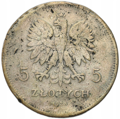 II RP. 5 złotych 1928 Nike ze znakiem mennicy