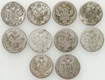 Polska XIX wiek/Rosja. 5 groszy, zestaw 10 monet