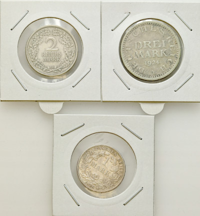 Niemcy. 1-3 marki 1914-1925, SREBRO – 3 szt