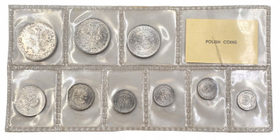 PRL. Polskie obiegowe monety aluminiowe – zestaw 9 sztuk – MENNICZE