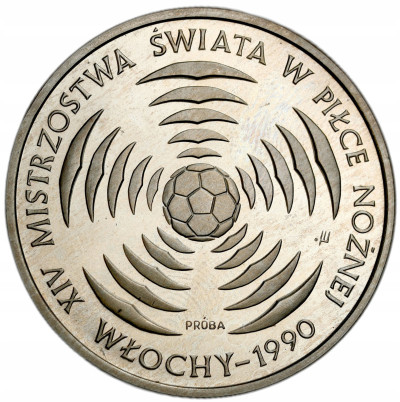 PRÓBA miedzionikiel 200 złotych 1988 Piłka Włochy 1990