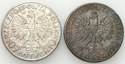 II RP. 10 złotych 1932-1933 Głowa Kobiety, SREBRO – 2 szt
