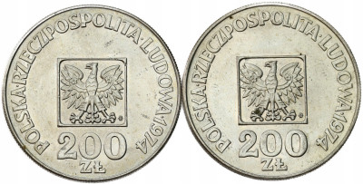 PRL. 200 złotych 1974 Mapka, SREBRO – 2 szt