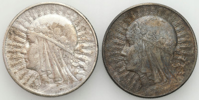 II RP. 10 złotych 1932-1933 Głowa Kobiety, SREBRO – 2 szt