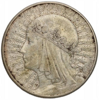 II RP. 10 złotych 1932 głowa kobiety (ze znakiem mennicy)