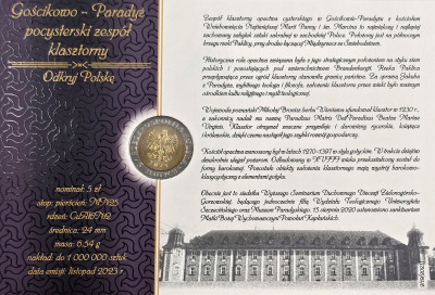 Seria Odkryj Polskę - 5 złotych - Gościkowo Paradyż zespół klasztorny
