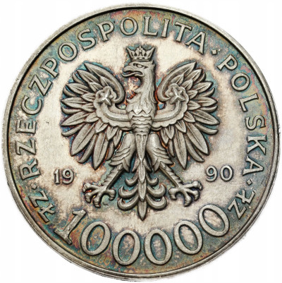 100.000 złotych 1990 Solidarność typ A – SREBRO