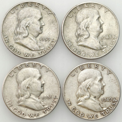 USA. 1/2 dolara 1948-1953, SREBRO – 4 szt