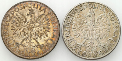 II RP. 10 złotych 1932-1933 Głowa Kobiety, SREBRO – 2 szt