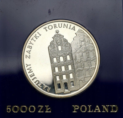 PRL. 5.000 złotych 1989 Zabytki Torunia – SREBRO