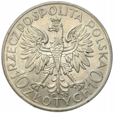 II RP. 10 złotych 1933 głowa kobiety – SREBRO