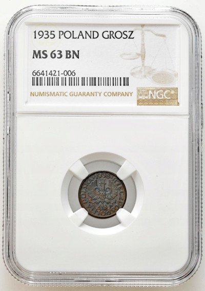II RP 1 grosz 1935 NGC MS63 BN – PIĘKNE