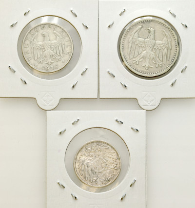 Niemcy. 1-3 marki 1914-1925, SREBRO – 3 szt