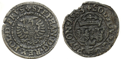 Stefan Batory. Szeląg 1583, Olkusz i Szeląg 1579, Gdańsk