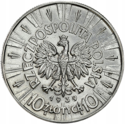II RP. 10 złotych 1939 Piłsudski – SREBRO