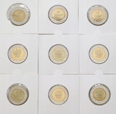 Seria Odkryj Polskę - 5 złotych okolicznościowe - zestaw 9 sztuk