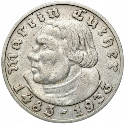 Niemcy. III Rzesza. 5 marek 1933 D, Monachium - Marcin Luter – RZADKIE