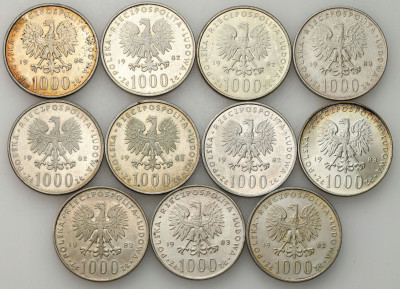 PRL. 1.000 złotych 1982-1983 Jan Paweł II, SREBRO – 11 szt