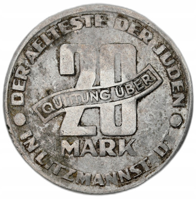 Getto Łódź. 20 marek 1943, aluminium - RZADKOŚĆ