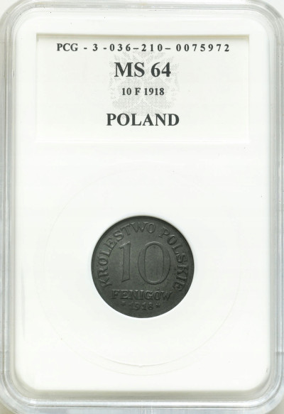 Królestwo Polskie 10 fenigów 1918 PCG