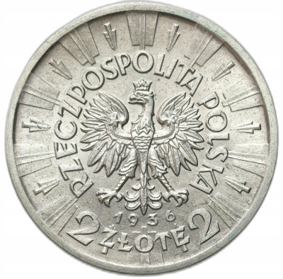 KOPIA 2 złote 1936 Piłsudski, SREBRO - PIĘKNE