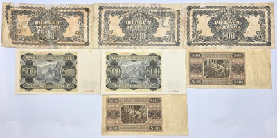 500 złotych 1944-1948, zestaw 6 sztuk
