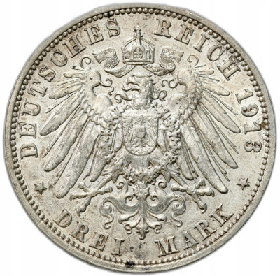 Niemcy, Saksonia. 3 marki 1913 E, Muldenhütten