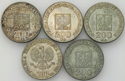 PRL. 200 złotych 1974-1975, Mapka, Faszyzm, SREBRO – 5 szt