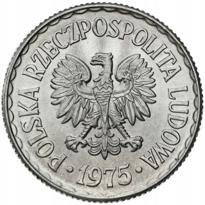 PRL. 1 złoty 1975 (ze znakiem) – FENOMENALNE