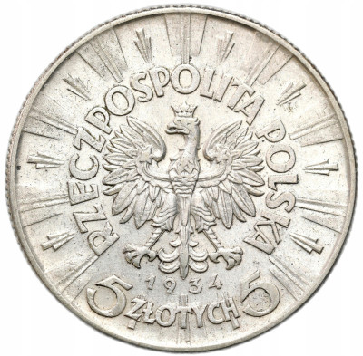 II RP. 5 złotych 1934 Piłsudski – RZADSZY ROCZNIK