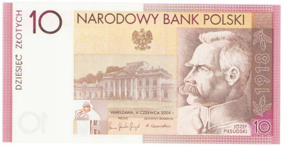 10 złotych 2008 Józef Piłsudski, seria ON – PIĘKNE