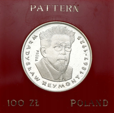 PRÓBA SREBRO 100 złotych 1977 Reymont