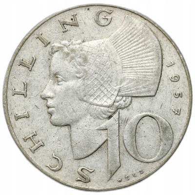 Austria. 10 szylingów 1957, Wiedeń – SREBRO
