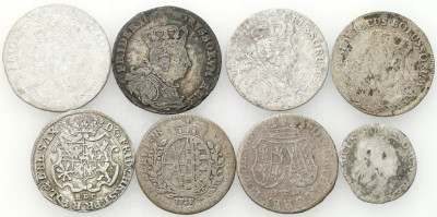 Niemcy/Śląsk. 3 greszele, 1/12 talara, Szóstak, zestaw 8 monet
