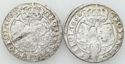 Jan II Kazimierz. Szóstak (6 groszy) 1665-66 AT, Bydgoszcz – 2 szt.