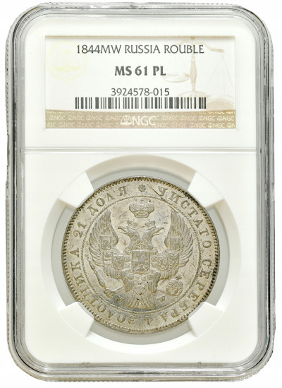 Polska XIX w./Rosja. Mikołaj I. Rubel 1844 MW, Warszawa NGC MS61 PL