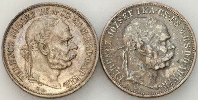 Węgry. Franciszek Józef I. 5 koron 1900 i 1908, SREBRO – 2 szt