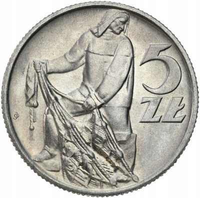 PRL. 5 złotych 1959 Rybak – PIĘKNE i RZADKIE