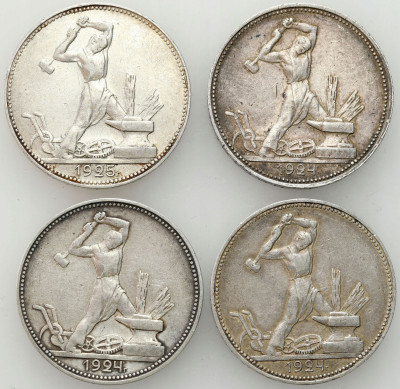Rosja. 50 kopiejek (połtinnik) 1924 - 1925, SREBRO – 4 szt