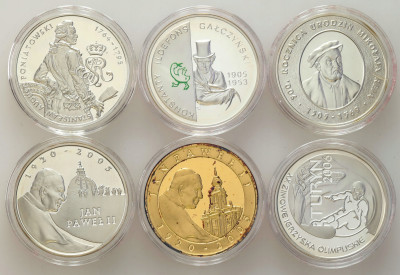 III RP 10 złotych 2005-2006 RÓŻNE zestaw 6 sztuk – SREBRO