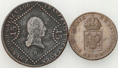 Austria. Franciszek II (1792–1835). 1 i 15 krajcarów 1807 i 1816 – 2 szt