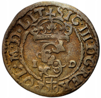 Zygmunt III Waza. Szeląg 1589, Olkusz - znak Półruszt