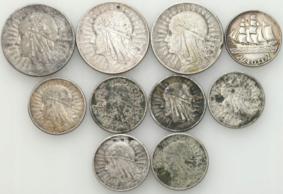 II RP. 2-5 złotych 1932-1936, SREBRO – 10 szt