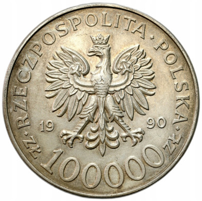 100.000 złotych 1990 Solidarność typ A – SREBRO