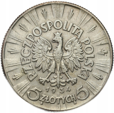 II RP. 5 złotych 1934 Piłsudski – RZADSZY ROCZNIK