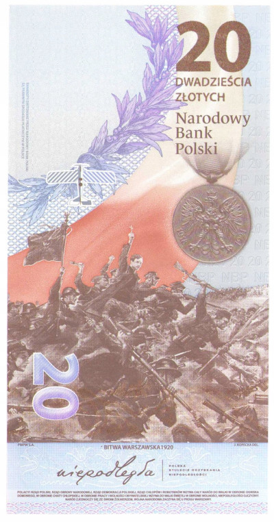 20 złotych 2020, 100 rocznica - Bitwa Warszawska 1920